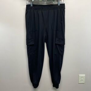Rachel Zoe Relaxed Fit Elastic Waist Pull On Cargo Jogger Pants Black M